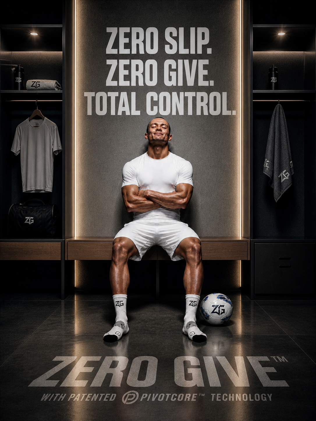 player in locker room with zero give grip socks on
