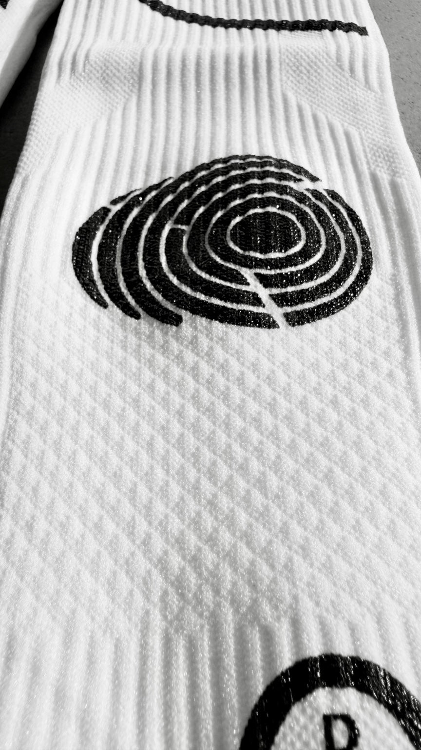 Zero Give sock detail showing the area selected for Coolmax fiber placement.