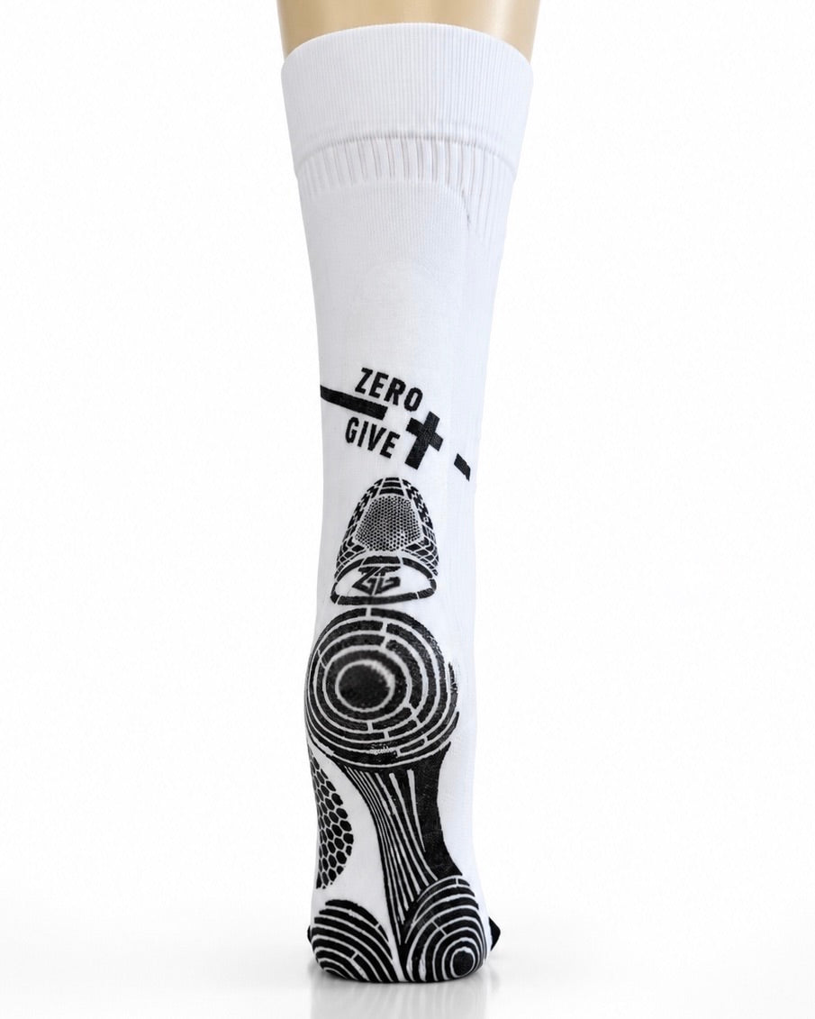Zero Give soccer grip sock showing sole grip pattern